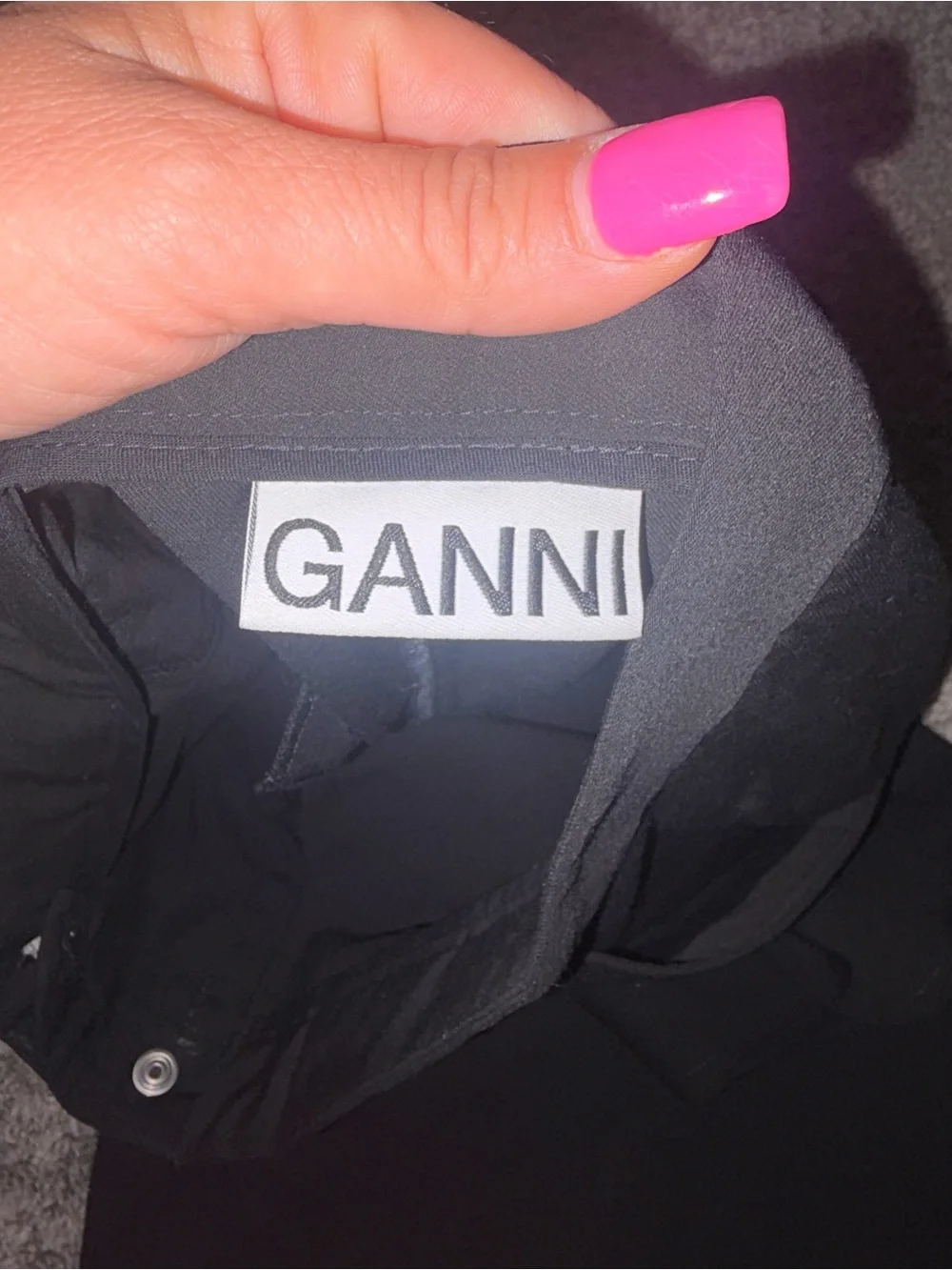 GANNI Twill Suiting Cargo Pants Size 0 Black Wide Leg High Rise Utility